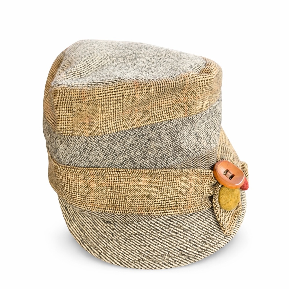 Grace Hats Wool Blend Plaid Military Cap Newsboy Baker Boy Unisex
